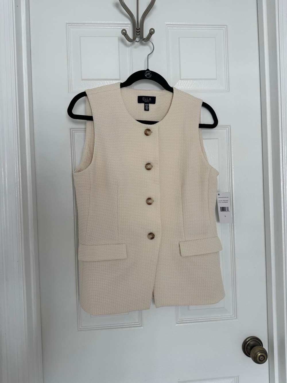 Rafaella Cream Sleeveless Button Vest